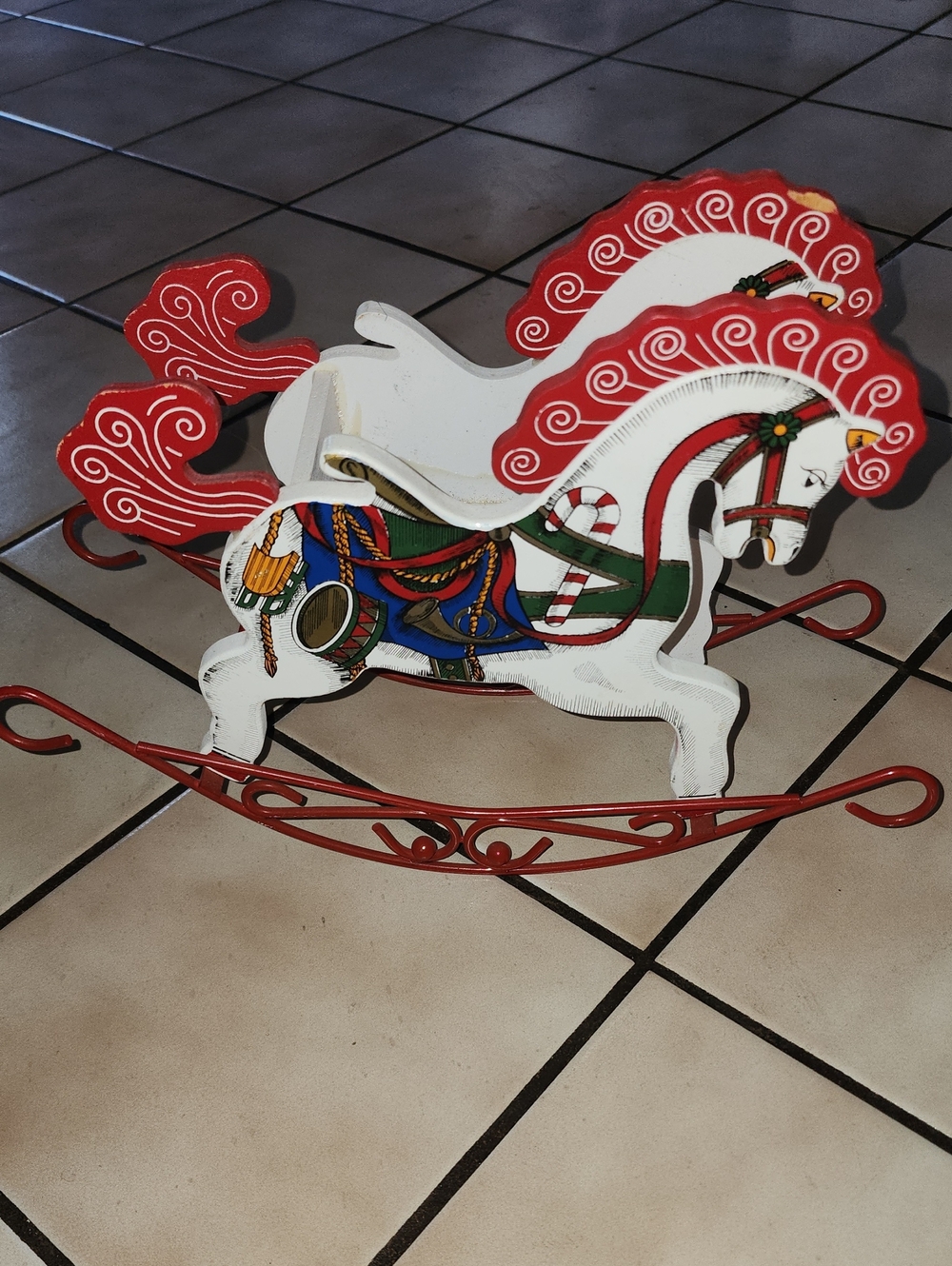 Wooden rocking Horse Figurine 9.5" tall x 13" wide